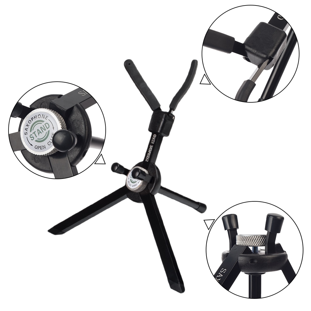 Naomi Portable Folding Soprano Saxophone Bracket Tripod Standing Metal Leg Detachable Saxophone Foldable