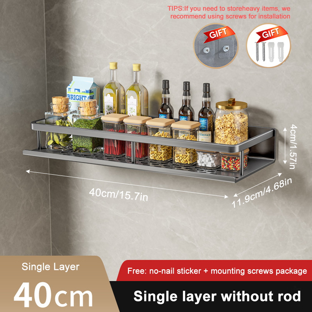 1/2 Stuks Geen Punch Kruidenrek Wandmontage Keuken Spice Organizer Met Haak Staaf Kruidenrek Spice Plank badkamer Keuken Plank: Licht Groen