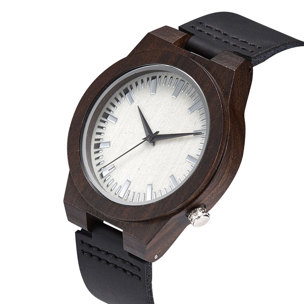 Heren houten ronde wijzerplaat harsband geen nummer analoog quartz polshorloge