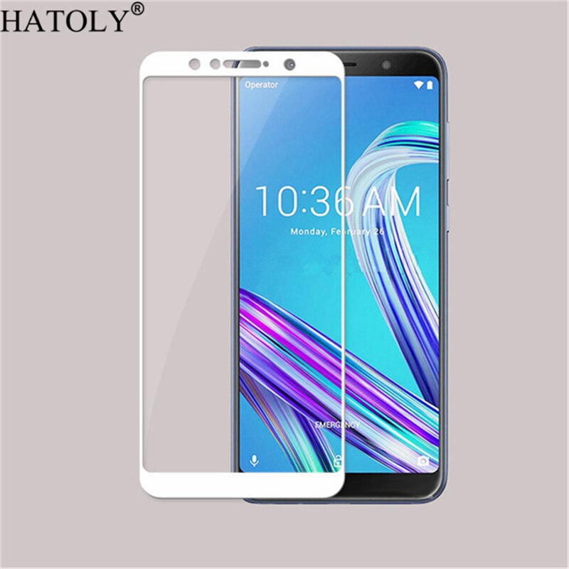 2 pièces verre trempé pour ASUS ZenFone Max Pro M1 ZB602KL protecteur d'écran couverture complète ASUS Zenfone Max Pro M1 ZB602KL X00TD Film: White