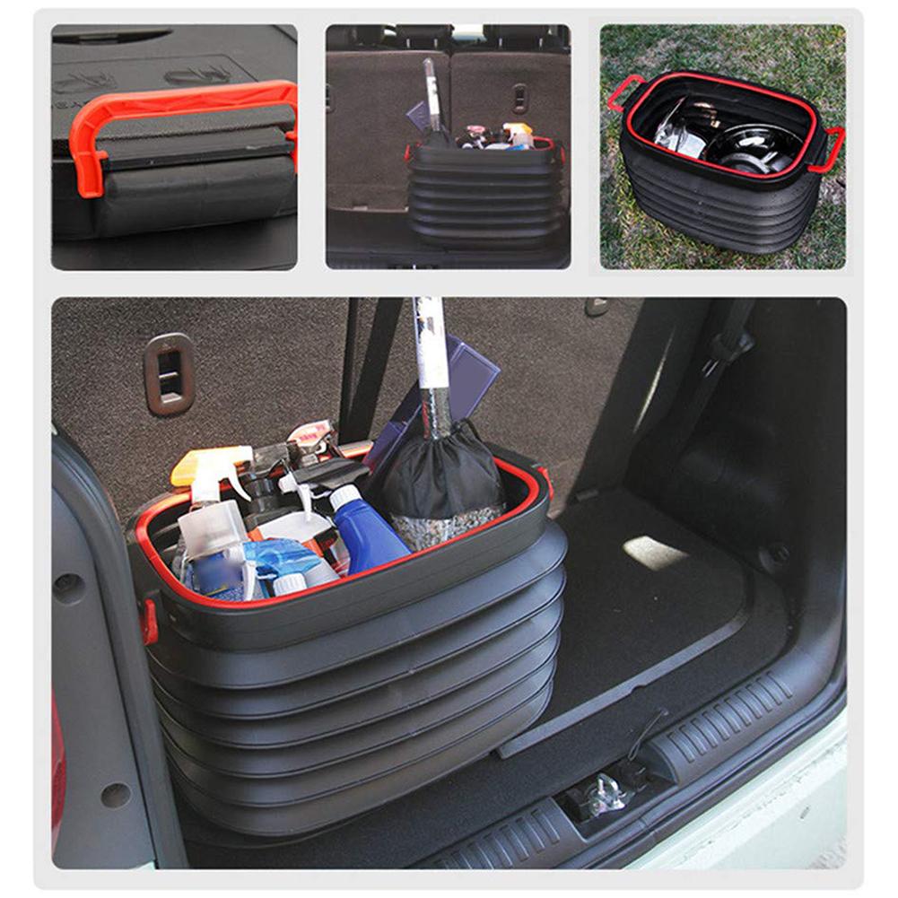 Boîte de rangement pliable pour voiture, Camping en plein air, pêche pique-nique, coffre automatique, organisateur, seau de rangement télescopique avec couvercle