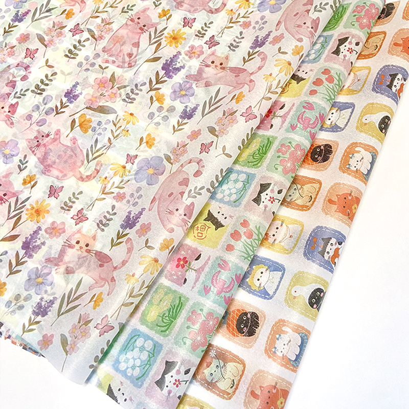 10 ark blomstermønstret silkepapir blomster med grønne blade vinflaskepåfyldningspapir festivalemballagepapir