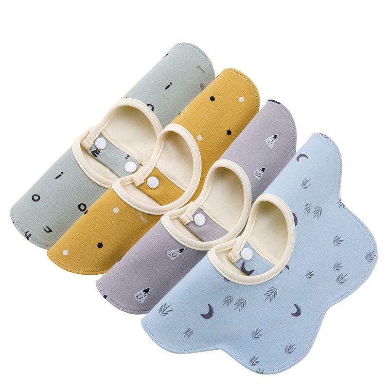 4 Stuks Cartoon Print Baby Slabbetjes Katoen Zacht Zuigeling Bandana Kwijlen Slabbetjes Waterdicht 360 Graden Rotatie Voeden Burp Doeken Baby goederen