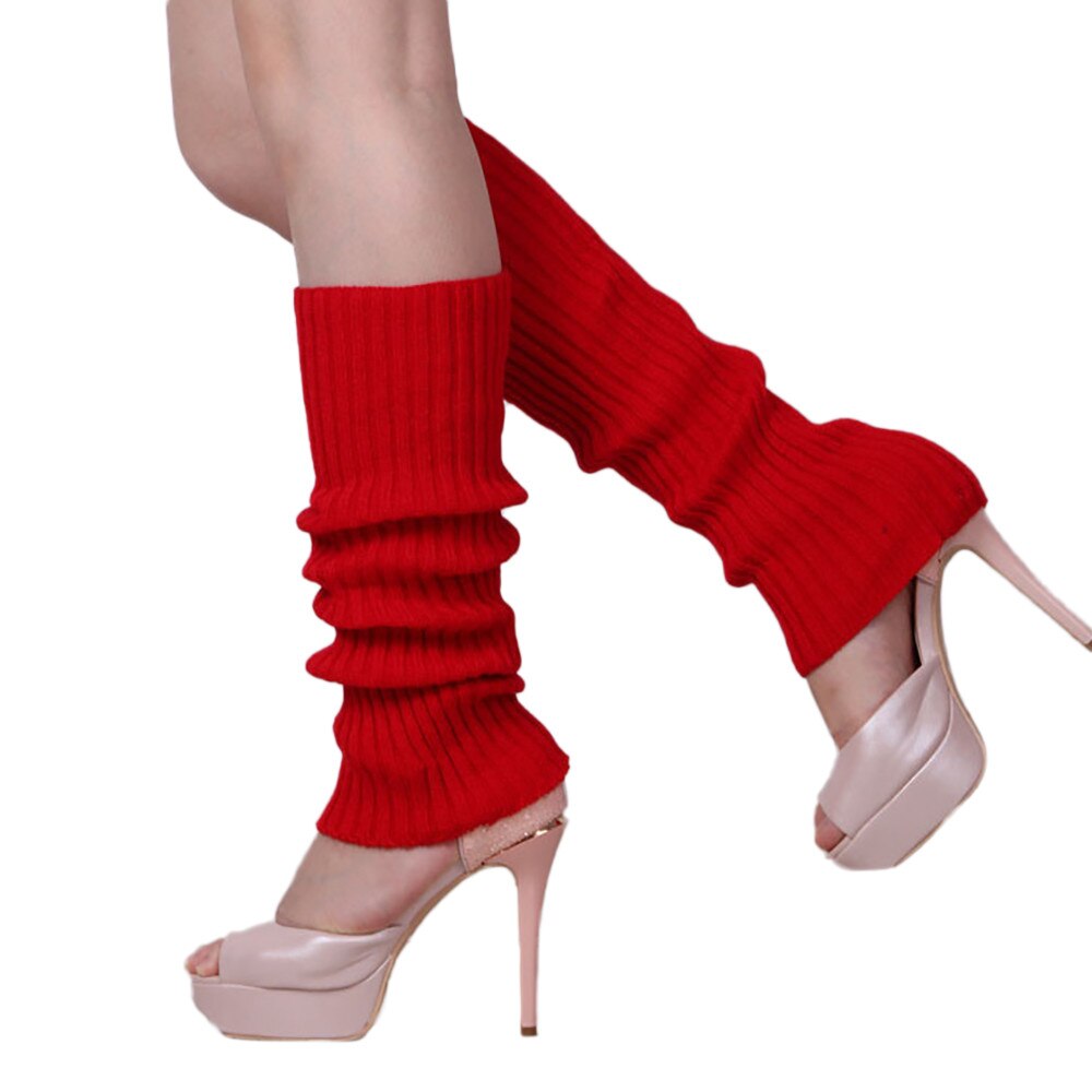 1Pair Women Kniting Leg Warmer Winter Knit Crochet Leg Warmers Fit For Sport Legging Lady Legging Foot Warmer: Red