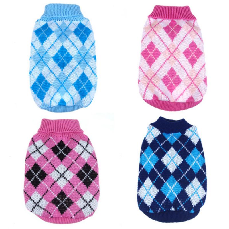 Winter Hond Trui Puppy Plaid Patroon Gebreide Coltrui Voor Voor Kleine Midden Hond Hond Kerst Decoratie Kleding