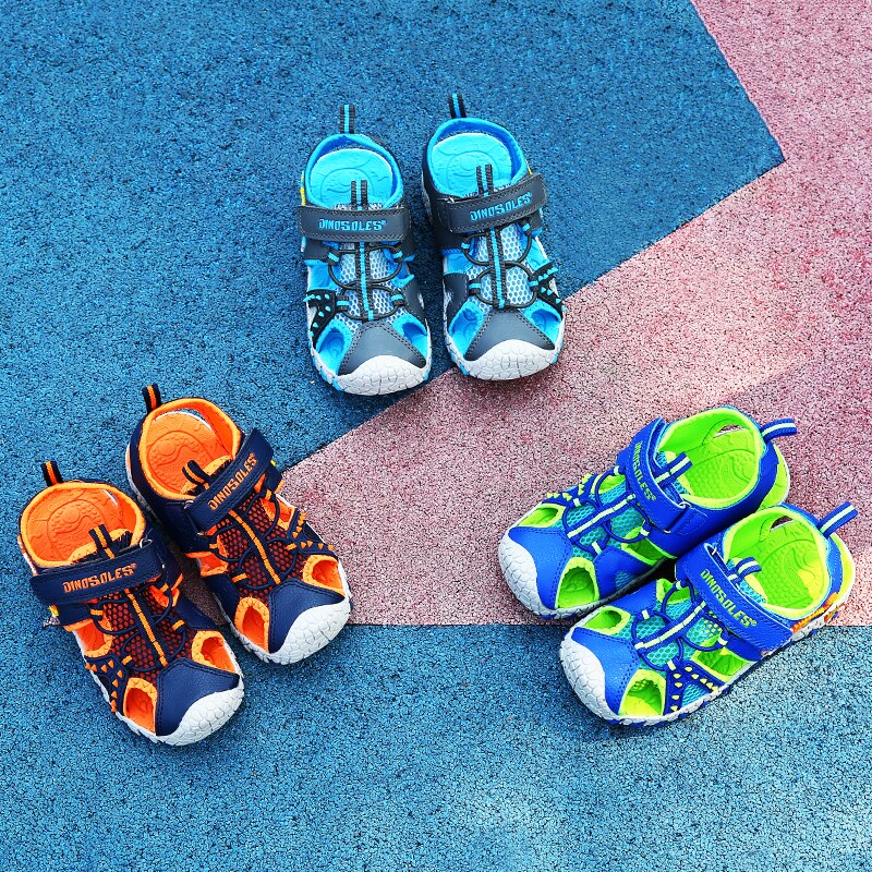Dino Dinosaurus Led Knippert Zomer Sandalen 4-8Y Jongens Kinderen Cut-Outs Gesloten Teen Little Kids Beach Vlekken Schoenen anti-Slip