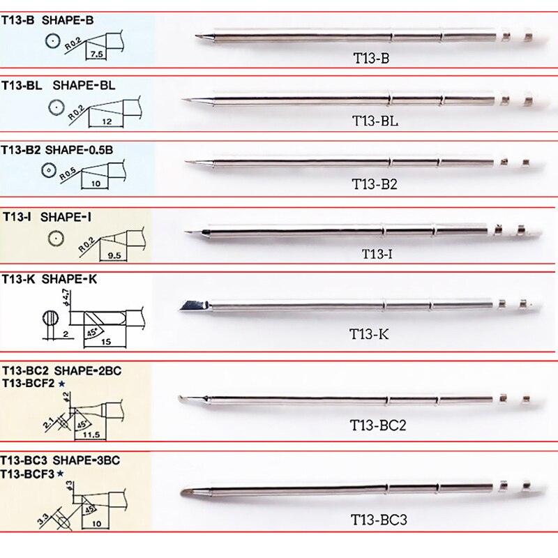Soldeerbout Hoofd Tips T13 Serie Vervanging Tip T13-K B2 Bl J02 Voor Bakon 950D Rework Soldeerstation Reparatie Tools