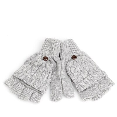 Kvinder mænd solid vinter bløde fingerløse handsker vanter strikket handske håndvarmer: Grå
