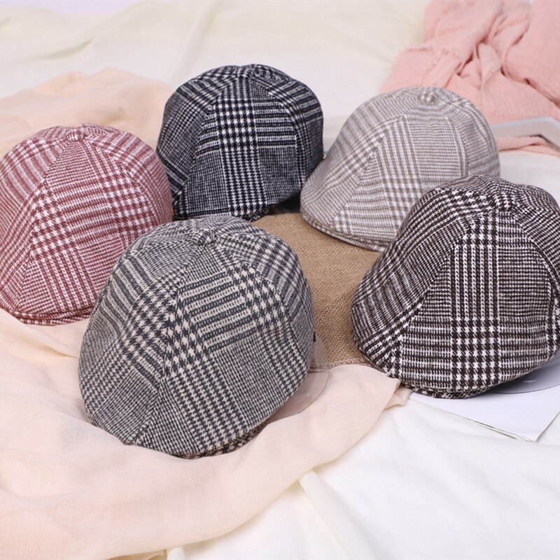 Vintage ▾ Cappello di Inverno Del bambino per I Ragazzi plaid di Lana Del bambino del Ragazzo Cappello di Cuoio Cappello Lable per Bambini Ragazzi Cappello di Autunno della Molla Del bambino Berretto cap 2-5 Anni