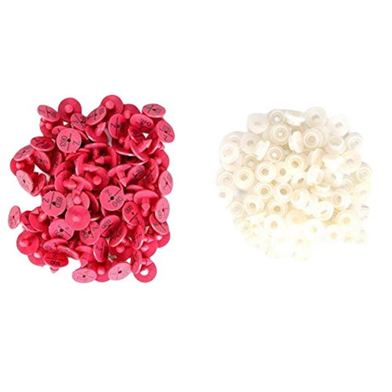 100 Stuks Plastic Dier Vee Oormerk Voor Konijn Vos Hond Marker Label: Roze
