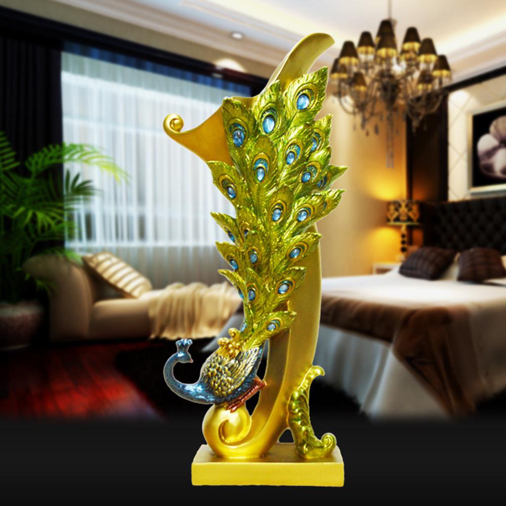 European Style Pair Peacock Home Decor Statue Decoration Hair Modern Living Room Ornaments