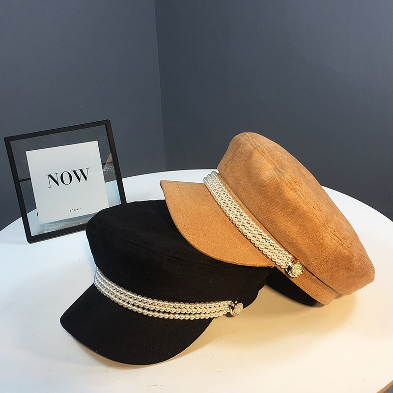 Dames marineblauwe pull-on hoed, dames vizierhoeden, zomerzonbeschermende hoed, dames met aanpasbare parelmoer franse hoed, meisjeshoed craisy