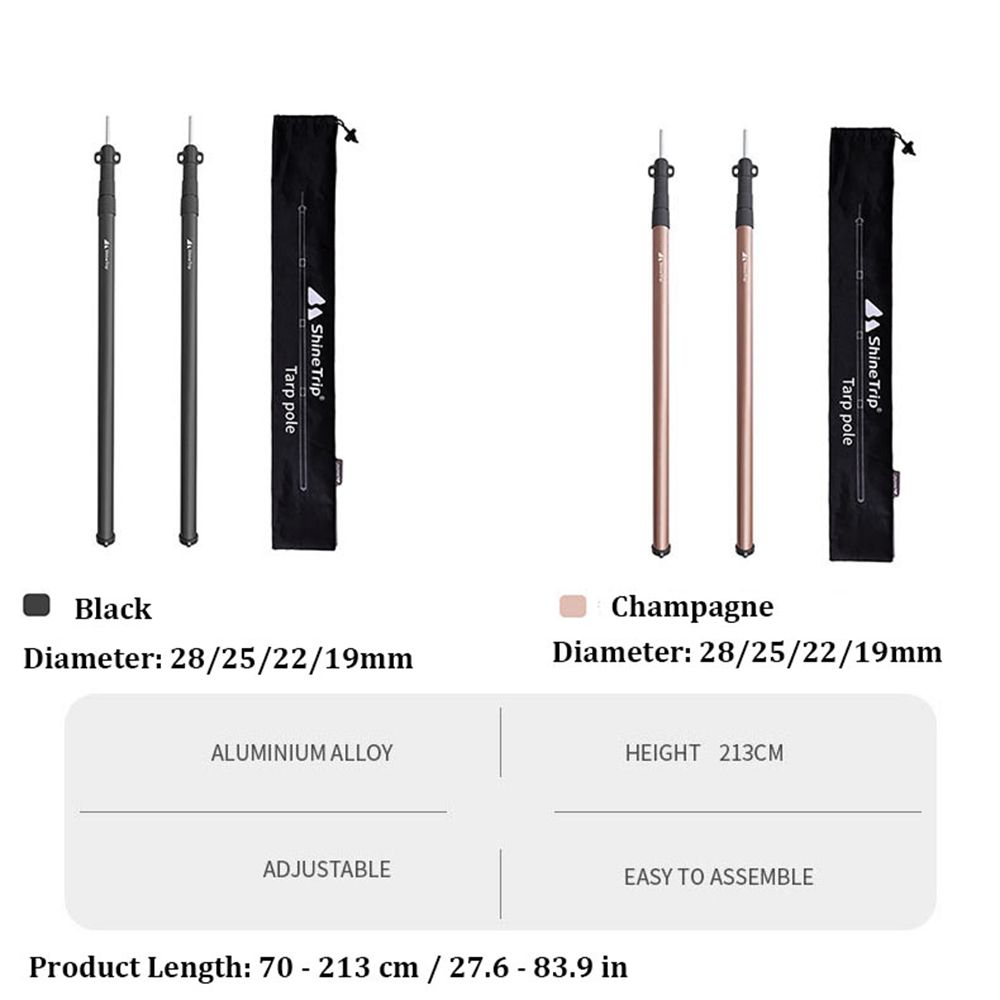 2pcs 2 Colors Telescoping Adjustable Lightweight Tarp Poles Outdoor Tool Camping Hiking Equipment Tent Rod