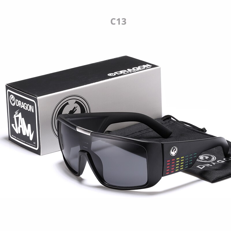 Windproof Mirrored lens Men Dragon DOMO Driving Fishing Sun glasses Square Glasses For Men UV400 Summer Shades Eyewear