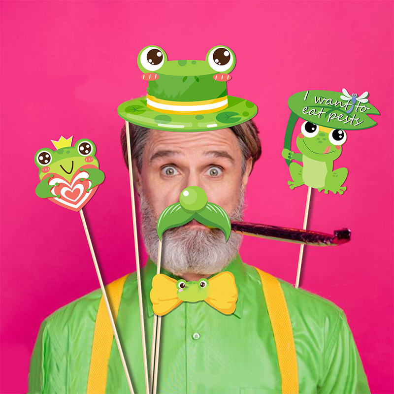 Zomer Lotusblad Kikker Cartoon Verjaardag Foto Road Groene Kikker Gelukkige Verjaardag Party Decor Kids Jongens Meisjes Camera Schieten Props