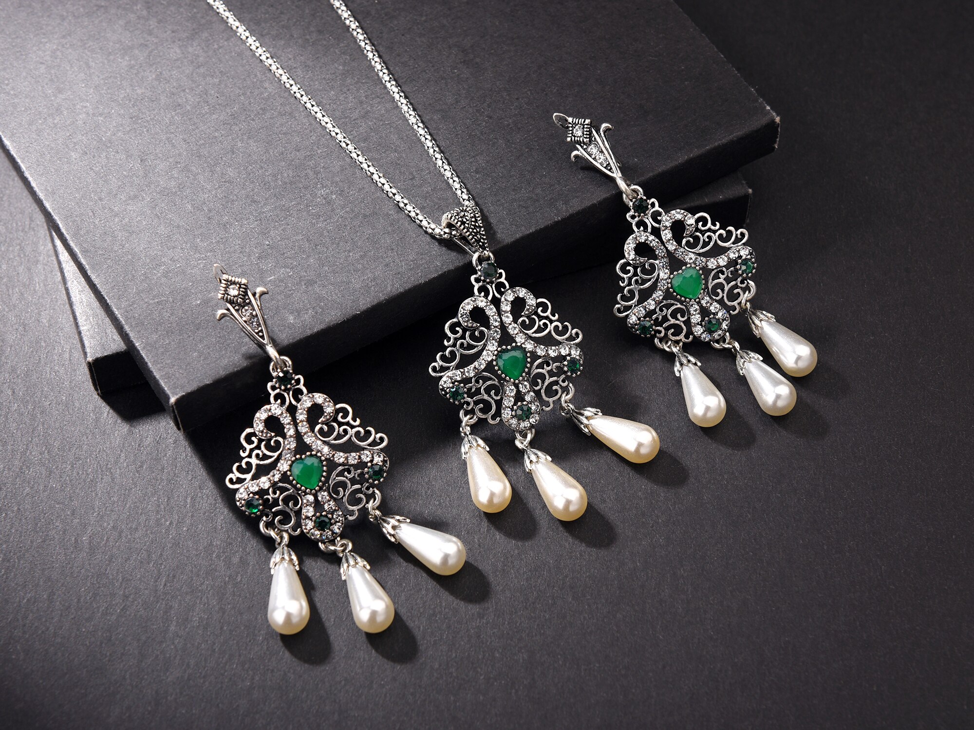 Luxury Tassel Necklace Earrings Women&#39;s Wedding Jewelry Set Mother&#39;s Day