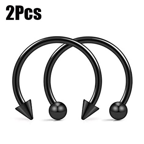 10Mm Crystal Vlinder Neus Ringen Chirurgisch Staal Cone Spike Hoefijzer Circular Septum Tepel Neus Clip Oor Piercing Sieraden: Black 2pcs