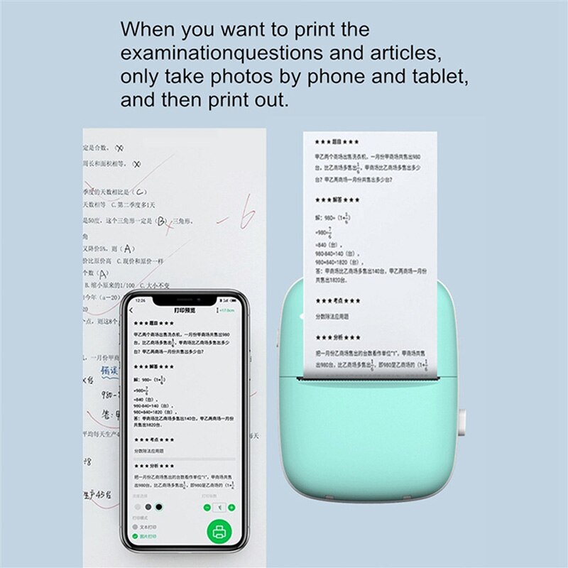 Mini Draagbare Thermische Printer 203Dpi Foto Pocket Printing Draadloze Bluetooth Label Printer Papier Voor Android Ios Kids
