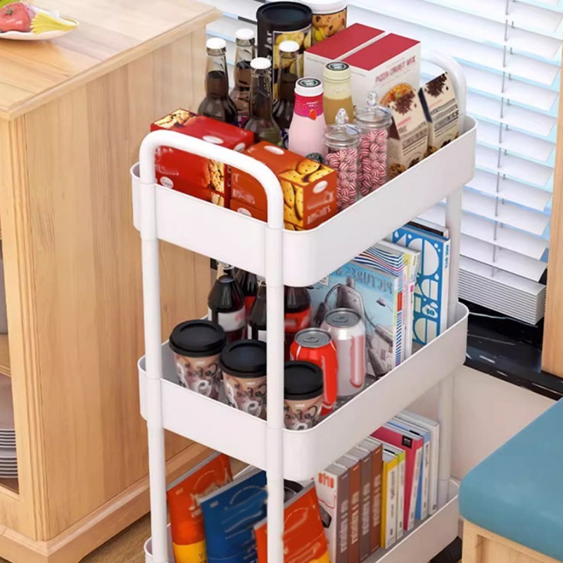 3/4/5Tier Multi-Functional Storage Rack Heavy Duty Organizer Small Cart with Wheels Kitchen Bathroom Storage Trolley Snacks Rack
