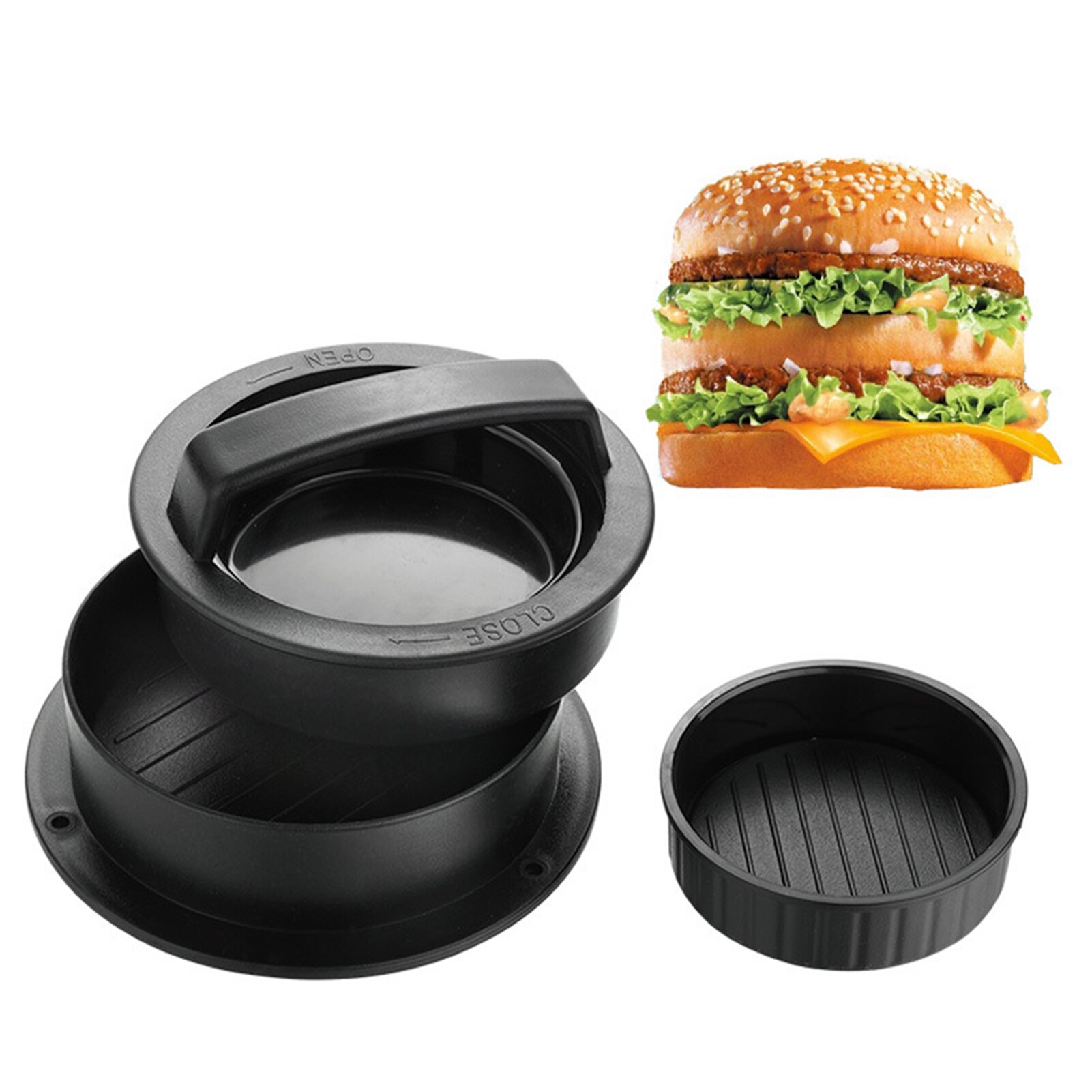 Round Hamburger Press Plastic Hamburger Maker For Meat Beef Grill Burger Patty Press Mold Kitchen Tool Kitchen Round Shape