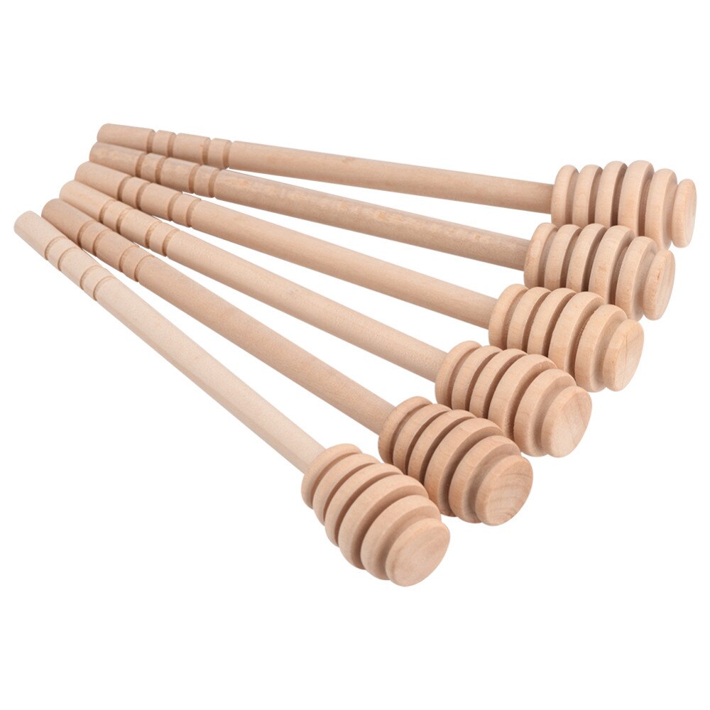 50 stks Houten Honingsstok Honing Dipper Party Supply Houten Lepel Honing Stick Voor Honey Pot Lange Steel Mixing Stick cuchara Miel