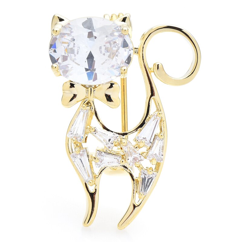 Wuli &amp; baby – broche chat en cristal pour femme et homme, accessoire de , Animal, fête, bureau,