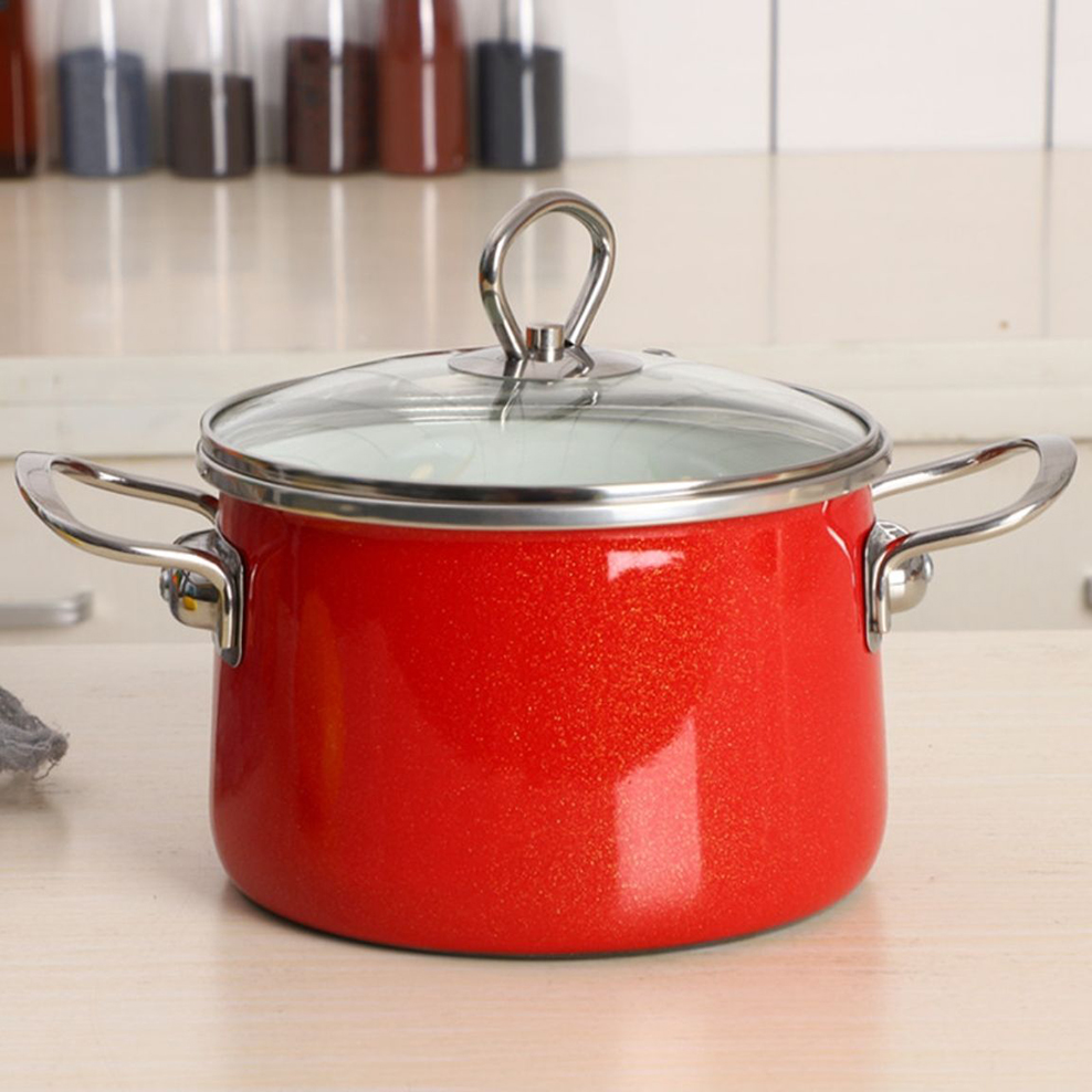 3L Enamel Pot High Style Porcelain Enameled Soup Pot Saucepan For Gas Induction Stewpan Multifunction Cooking Pot For Kitchen: Style B- 02