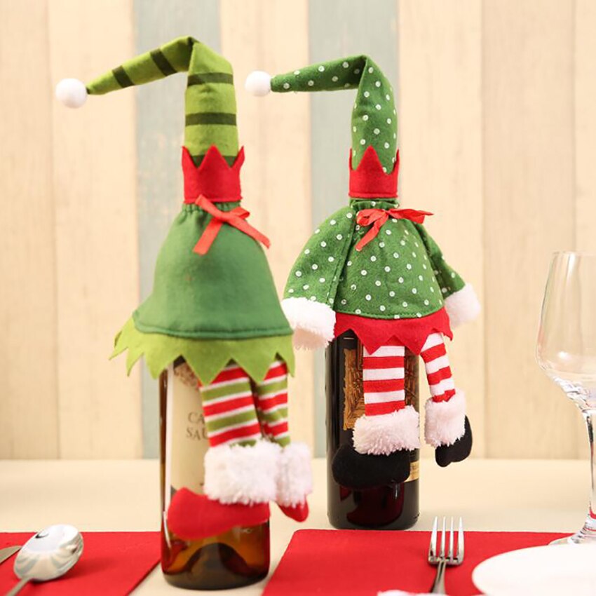 Weihnachten Wein Flasche Dekorationen Nette Lange Bein Plüsch Spielzeug Wein Flasche Deckel Abdeckung Wein Deckel Weihnachten Party Dekoration
