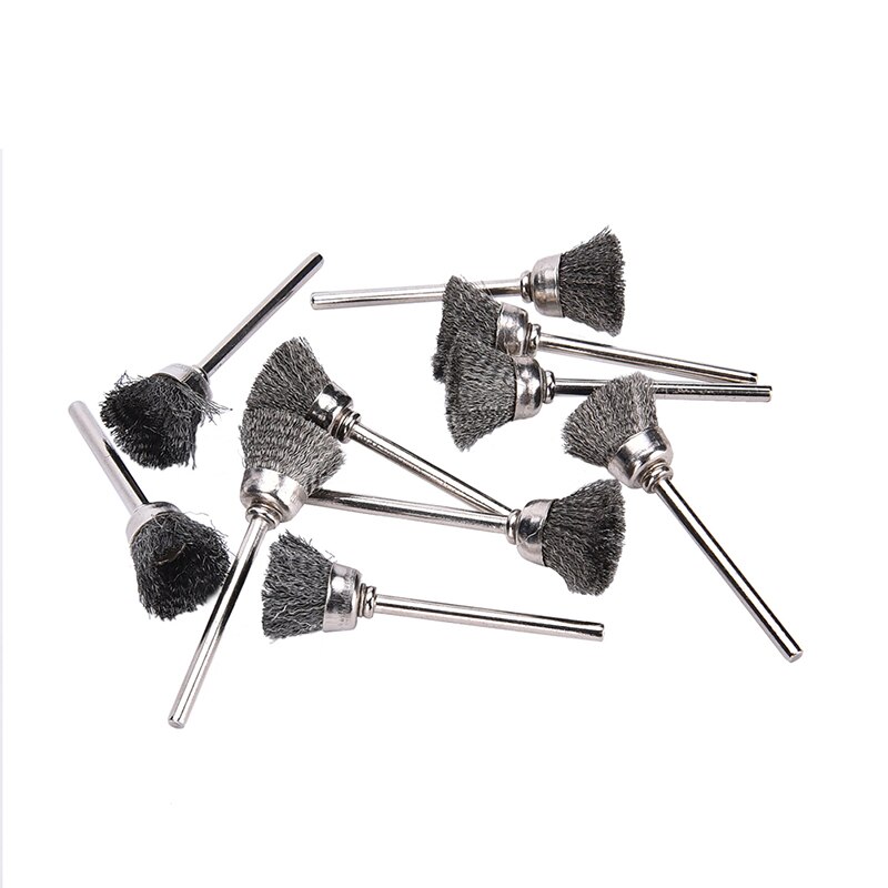10 stuks roestvrijstalen draadbeker miniborstels, geschikt voor dremel-rotatiegereedschap accessoire 13mm