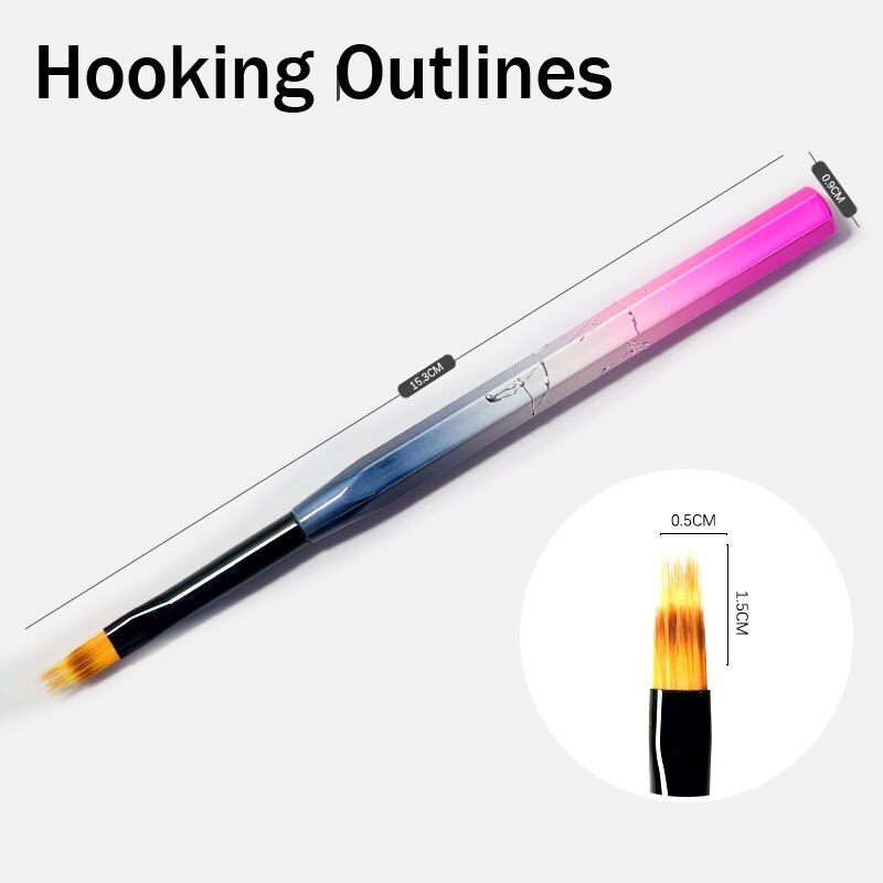 1pc spiker Kunst pensel liner gradient skyggelegging maleri tegning blomster penn Tips akryl gel uv pusse manikyr verktøy: Hekte konturer