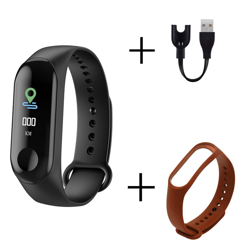 Smart Armband Kleurenscherm Hartslag Running Fitness Armband Bluetooth Horloge Activiteit Tracker Mannen Vrouwen Sport Smart Horloges: B brown