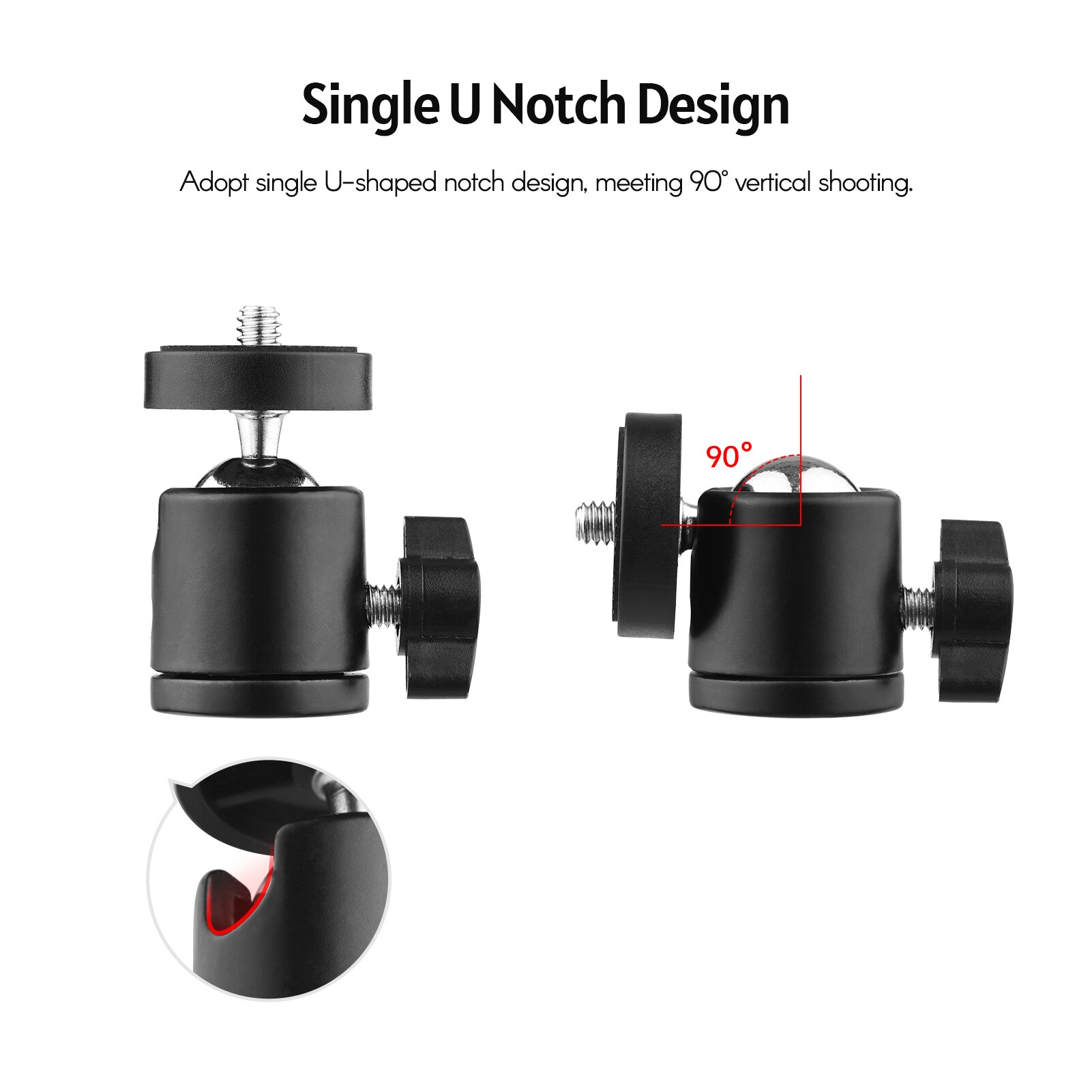 2-Pack Mini Swivel Ball Head Tripod Head 360 Rotating Mount Base Adapter for DSLR ILDC Camera DV Tripod Monopod Light Stand