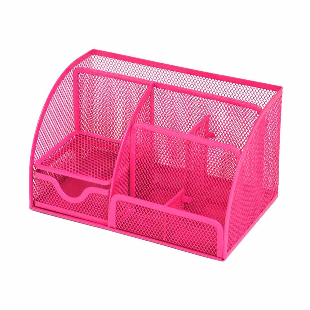 Mesh Desktop Organizer Metal Pen Pencil Holder File Paper Book Letter Magazine Tray 6 Compartments Stationery Holder Organizer