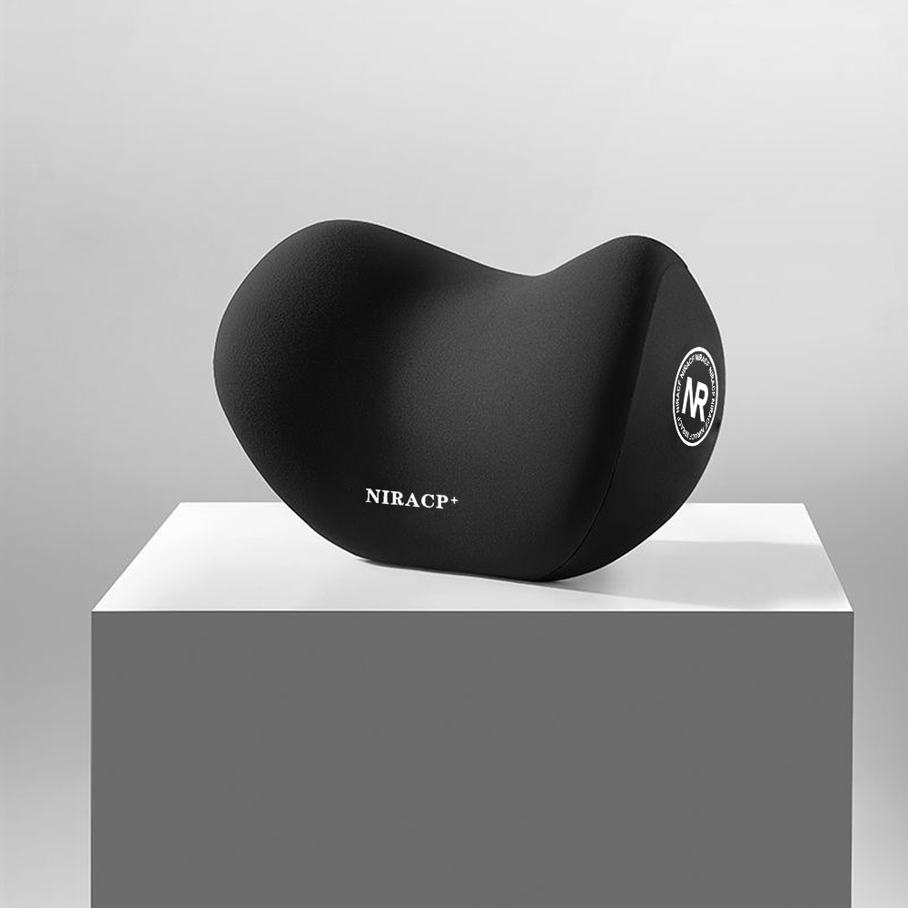 Almohada de espuma viscoelástica para el cuello para coche, protección para aliviar el estrés, cojín de respaldo Lumbar, cojín Lumbar transpirable para reposacabezas de coche: Negro