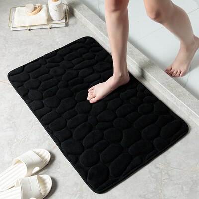 Geplaveide Reliëf Badkamer Badmat Antislip Tapijten In Wastafel Bad Side Vloerkleed Douche Deurmat Geheugen foam Pad: black