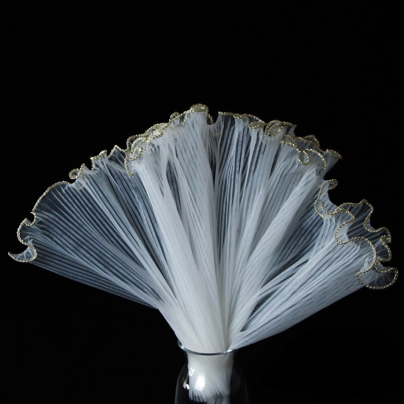 Gasa de envoltura de 28cm x 4,5 yardas, malla ondulada, material de embalaje de flores, gasa rosa, paquete floral, suministros para decoración del hogar: white gold