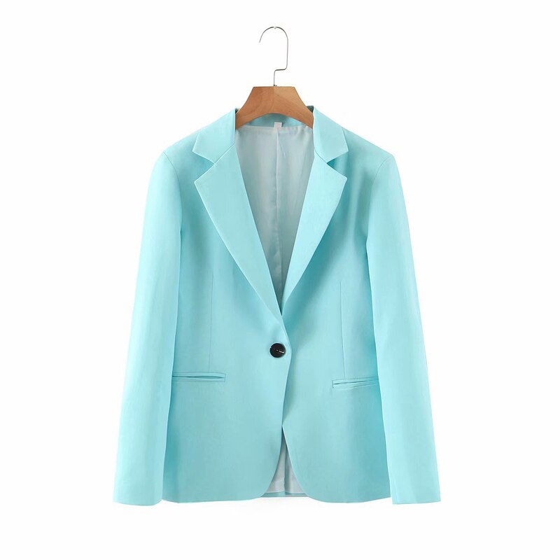 Forår efterår lilla pink 2- delt sæt kvinder enkelt knap kontor dame blazer jakke toppe+lynlås bukser jakkesæt kvindelige bukser: Søgrøn blzaer / M