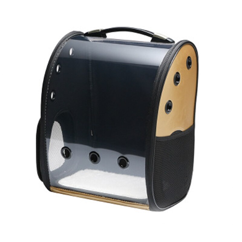 Mochila porta gato para mascotas, bolsa de espacio transpirable con cápsula para gatos, mochila para mascotas, mochila portátil para cachorros, bolsa de senderismo al aire libre para gatos, 7 colores: Dorado