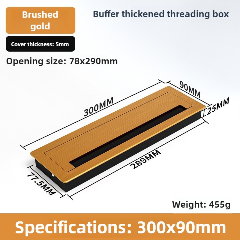 1 ST aluminium rechthoekige bureau kabeldoorvoertules draadgat deksel Kabeluitlaat Poort Oppervlak tafel kabel gat Meubelbeslag: GRIJS