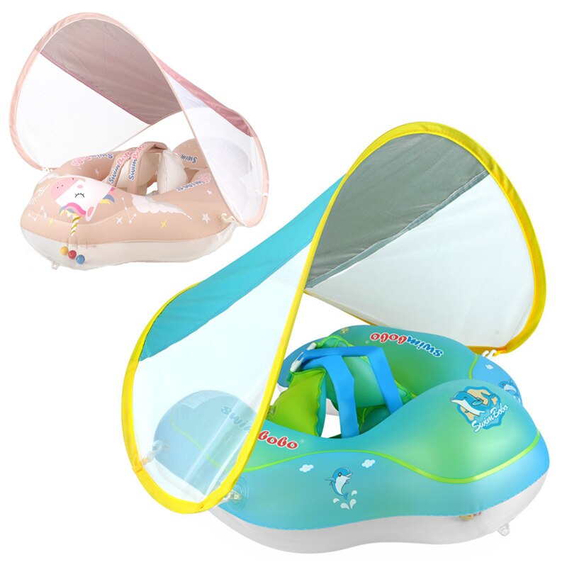 Galleggiante da nuoto per bambini con baldacchino gonfiabile anelli da nuoto galleggianti per bambini accessori per piscina da nuoto per bambini giocattoli estivi da bagno a cerchio