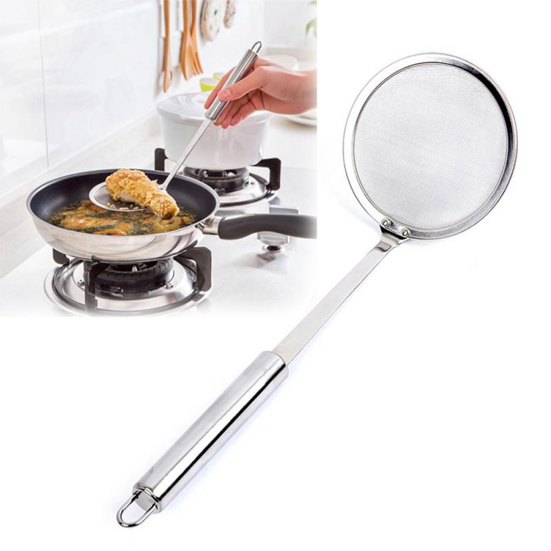 Keuken Filter Roestvrij Staal Fijnmazige Draad Skimmer Zeef Gebakken Voedsel Netto Gadgets Lepel Zeef Vergieten Vet Gereedschap Cocina