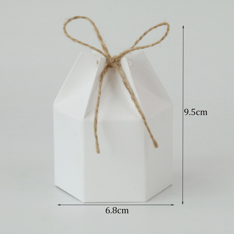 10Pcs/Bag Kraft Paper Candy Boxes Lantern Hexagon Candy Box Wedding Christmas Valentine's Party Supplies: Ger White