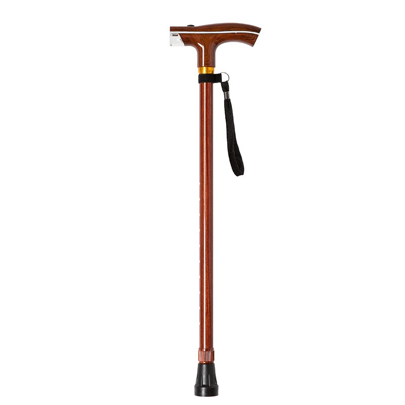 old man stick with lamp intelligent wood color multifunctional crutch scalable lighting rod old outdoor walking stick