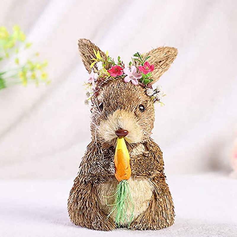 Lapin de pâques en paille, décoration, carotte, souvenir de pâques, décoration de la maison