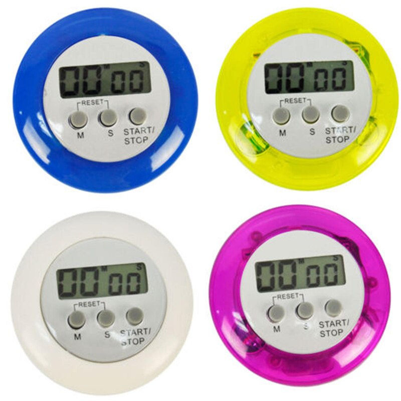 Round Shape Stopwatch Digital Magnetic Clear Lcd Abs Plastic Timer Kitchen Cooking Countdown Clock Alarm