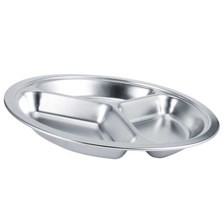 Stainless Steel Service Plate Food‑grade Partition Deepened Thicken Durable Tableware for Home