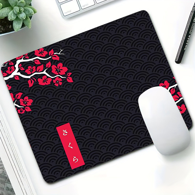 Tapis de souris Sakura rose, petits tapis de souris de jeu antidérapant, 22x18cm, Base en caoutchouc, tapis de bureau d'entreprise, pour tapis mignons: 40X30 CM / Pâte de haricot