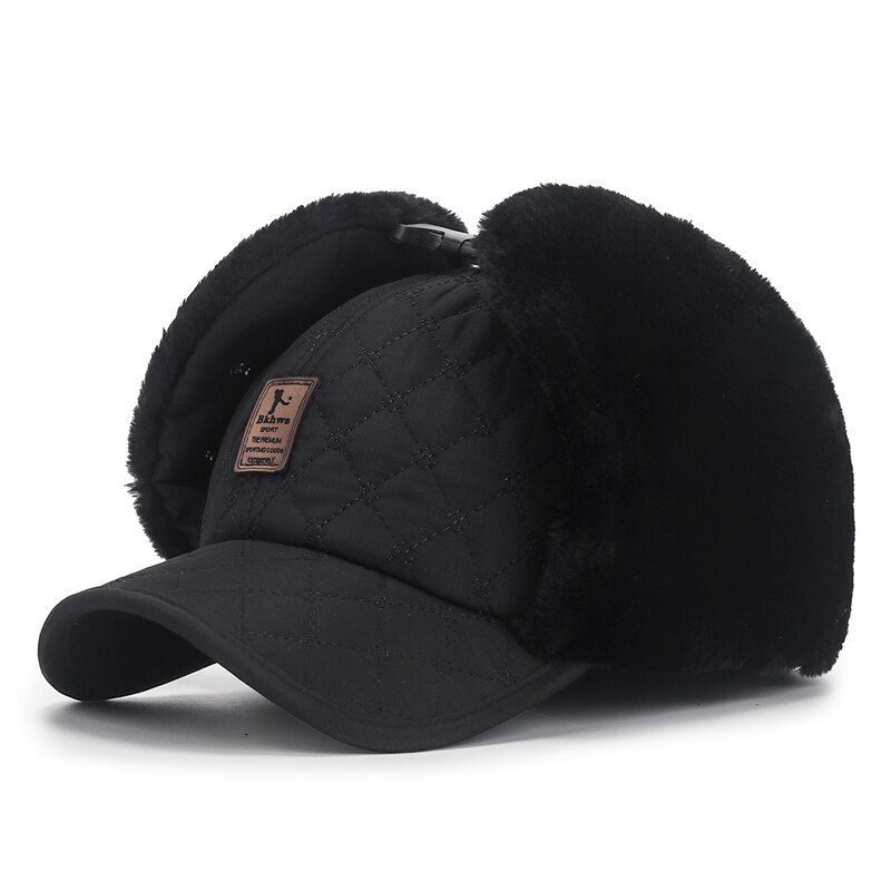 Men Ear Protection Hat Winter Warm Plush Male Bomber Hat Gray Man Adjustable Ear Flaps Brim Cap And Mask Women Cap