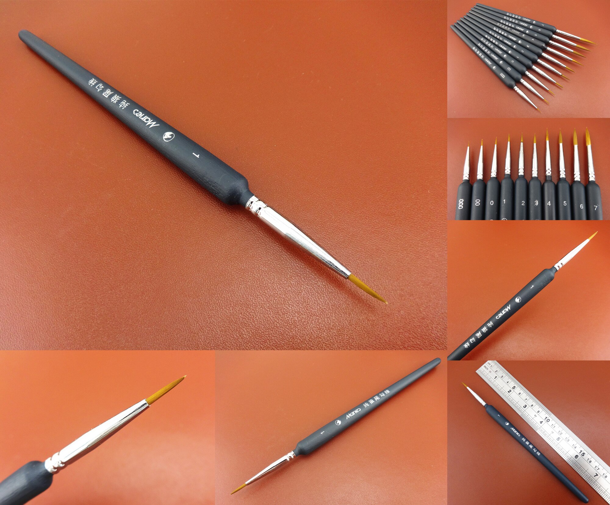 10pcs Wolf Haar Lederen Ambachtelijke Fijne Detail Olieverf Tekening Brush Pen Tool Set Professionele-Edger Creaser Groover skiver