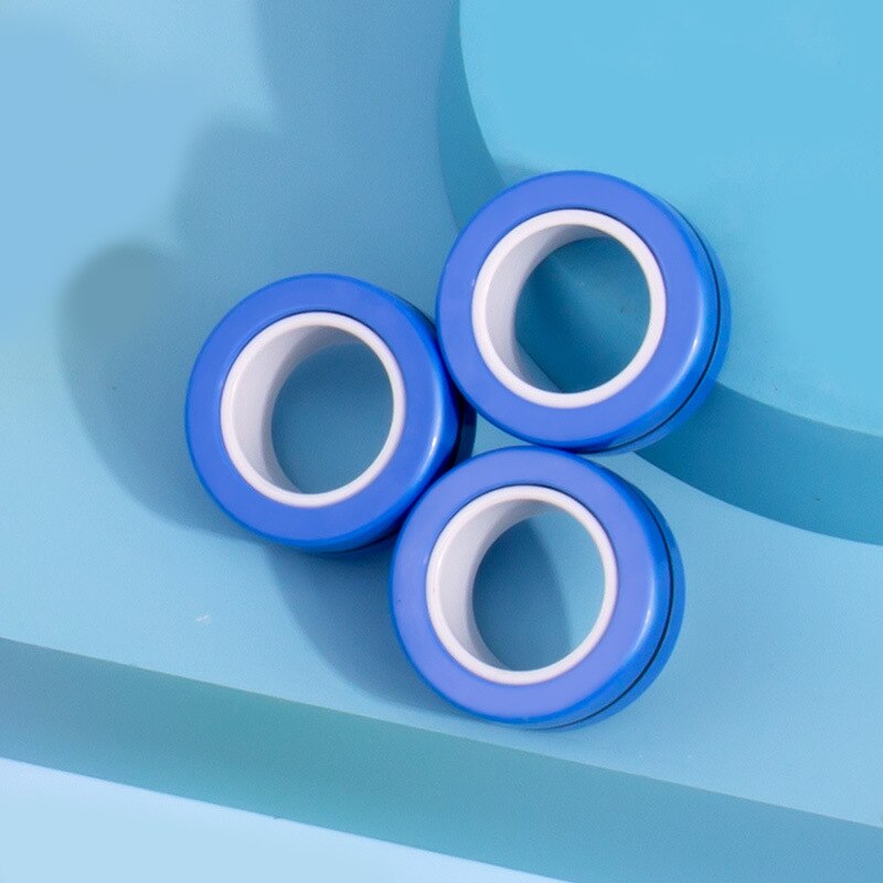 Funny Relief Magnetic Rings Fidget Toys for Anxiety Anti-Stress Roller Fingertip Toys Adult Children Finger Spinner Magic Rings: blue